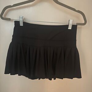 Black Mini Skater Skirt with Pleats